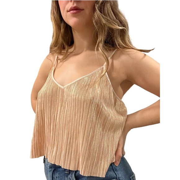 NWT Victoria's Secret Metallic Rose Gold Crop Tank Camisole Top | Size Large - Picture 1 of 4